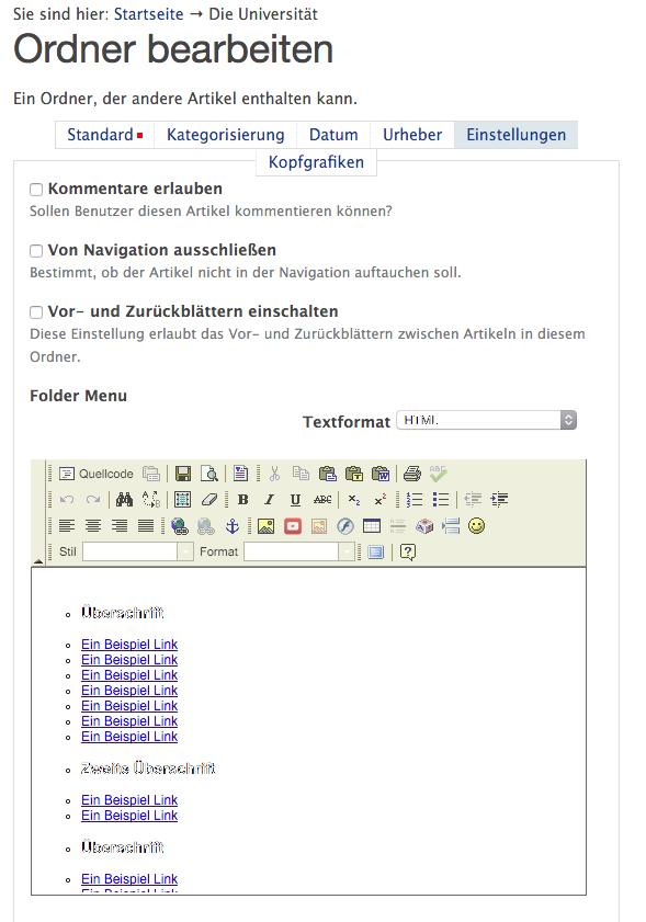 Mega-Menu bearbeiten