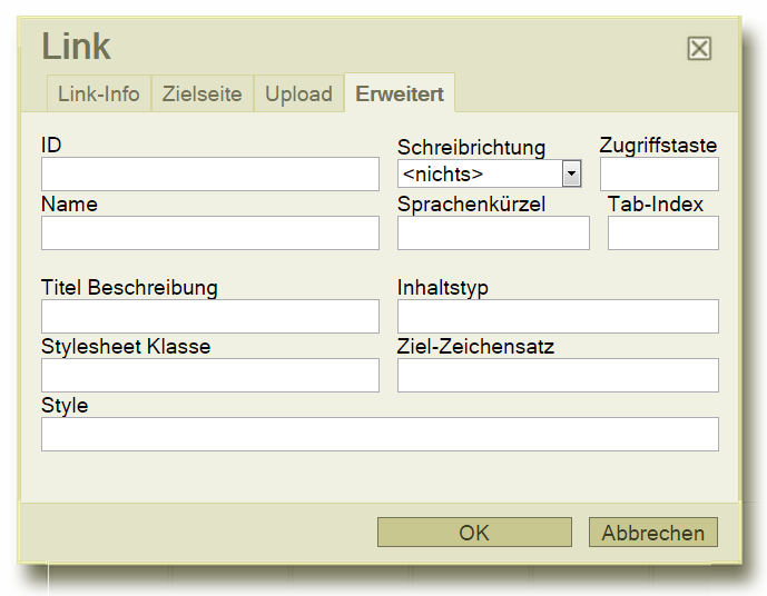 Erweiterte Einstellungen fuer den Link