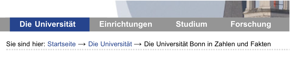Hauptnavigation und Verzeichnispfad